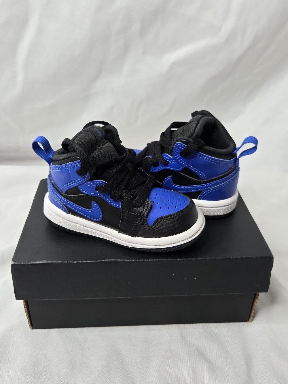 Nike Air Jordan 1 Mid TD Hyper Royal Black Blue Toddler 4C 640735-077 NEW BOX